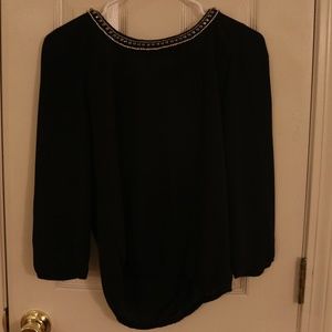 Charlotte Russe Black Beaded Neck Blouse